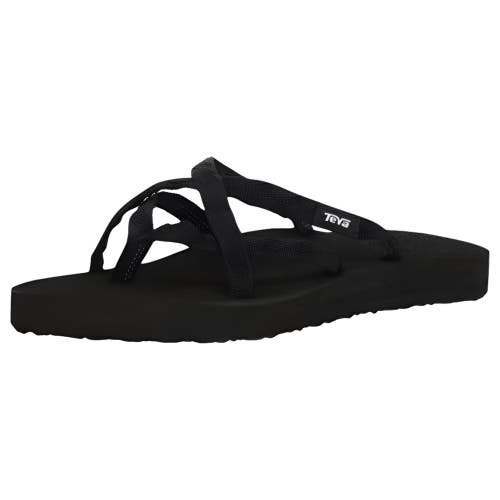 Teva Olowahu Sandals Women's Black Slip On Toe Loop Comfort Flip Flops DAB346