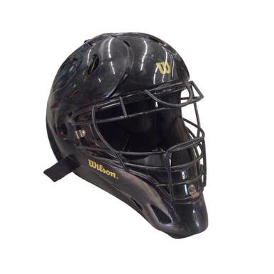 Used Wilson A3063 6 1/2 - 7 1/8 Catchers Helmet w/Mask Black MD 11760-S000091609