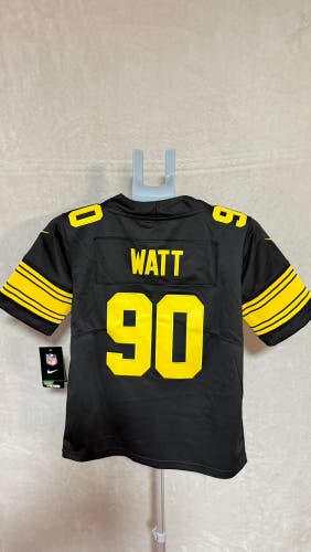 Black Small Boys Nike Jersey (New) #90 Watt Pittsburgh Steelers