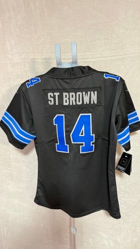 Black XL Boys Jersey Detroit Lions # 14 St Brown