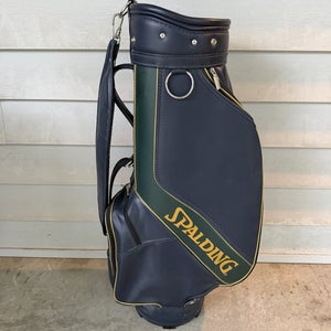 Spalding Tour Edition Vintage Golf Staff Caddy Bag Blue Gold Faux Leather 6 Way