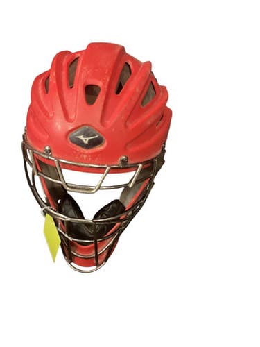 Used Mizuno SAMURAI Catchers Helmet w/Mask Red MD 11846-S000103607