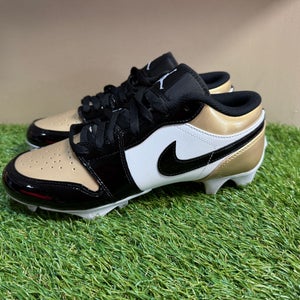 Nike Jordan 1 Low TD Cleat Patent Gold Toe Football Cleats Men 10.5 FJ6245-701