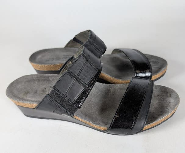 NAOT Royalty Banded Wedge Sandals Black Strap Women's Size: 38 / 7