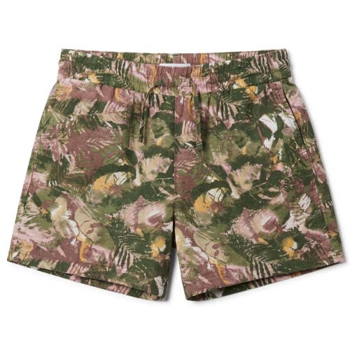 Columbia Crimson Point Broad Shorts Womens XL Green Leaf Print Drawstring DAB352