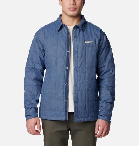 Columbia Landroamer Shirt Jacket Mens XL Blue Cotton Quilted Button Front DAB350