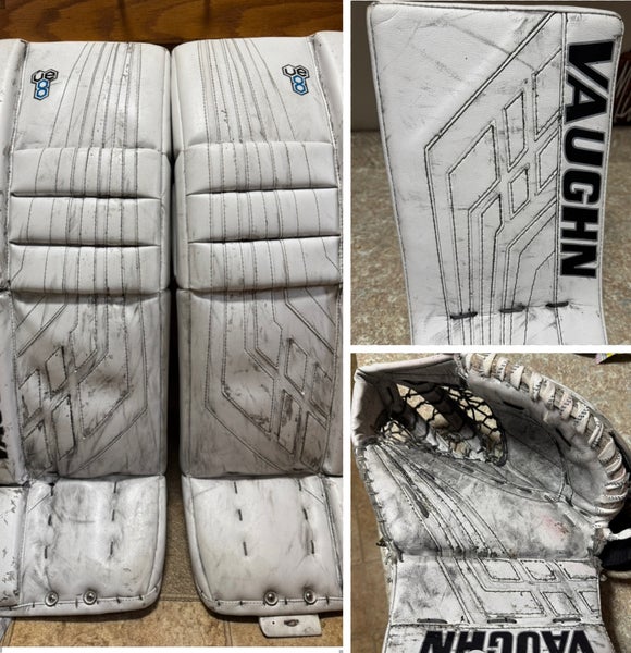 34" + 2” used Vaughn Ve8 Pro Regular Goalie Full Set Senior goal goalie catcher blocker
