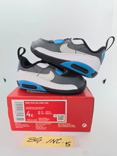 Nike Air Max 90 Crib CB Soft Bottom Baby Bootie Shoes 4C Black/Grey CI0424-002