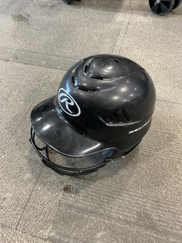 Used Rawlings BATTING HELMET W/ MASK Batting Helmet w/Mask Black LG 11614-S000236495