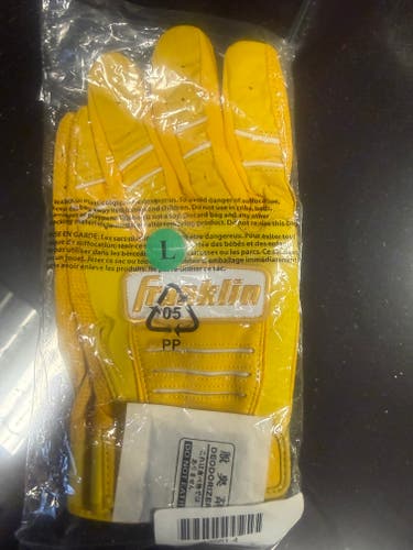 (New) Franklin Sports Pro Adult Medium White/Yellow Padres Mlb Custom Batting Gloves Premium