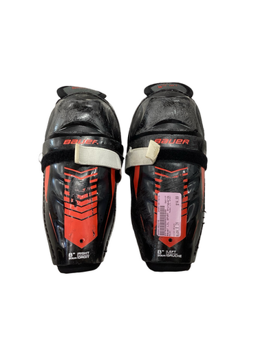 Used Bauer LIL SPORT Junior Shin Guards Black 8" 11613-S000182216