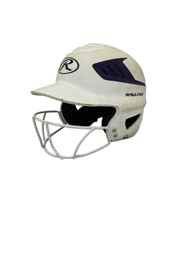 Used Rawlings RCFH Batting Helmet w/Mask White One Size 11692-S000150689