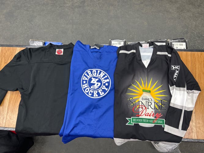 3 Used Hockey Jerseys -Youth L/XL