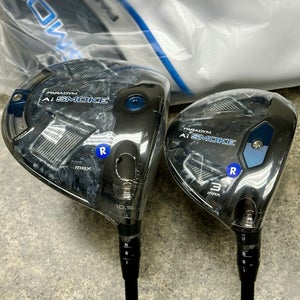Callaway Paradym Ai Smoke MAX Driver, 3-Wood Set RH Regular Flex w/ Covers NEW
