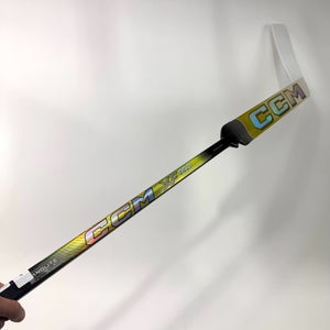 New Regular White/Gold CCM Tacks XF Pro Goalie Stick | 25" Paddle P31 Curve Grip | AB976