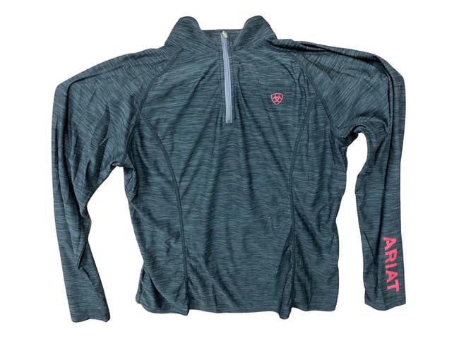 Ariat Ariatek Quarter Zip Top Large Dark Gray with Red accents