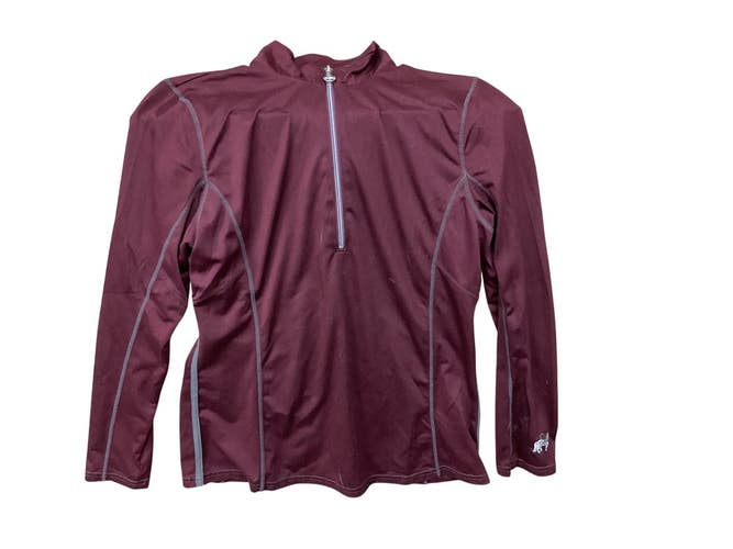 Goode Rider Quarter Zip Top Extra Large Maroon/Gray