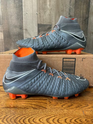 Nike Hypervenom Phantom 3 Elite FG Soccer Cleats Grey Orange / Made In Italy size 12