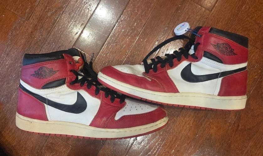 1985 OG Nike Air Jordan 1 High Original White Red Toe Size 12 Sneakers Original