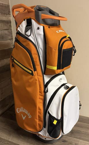 Callaway Cargo 2025 Cart Bag White/Copper/Golden Rod 14-Way Divider 14 Pockets