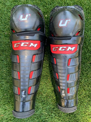 15" CCM U+ Crazy Light CL Pro Stock Shin Pads Senior *Rare - Read Full Description*