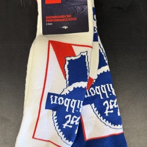 686 X Pabst Blue Ribbon Beer Snowboard Socks 2-PACK Brand New Mens L/XL 10.5-13