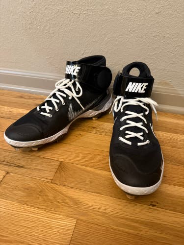 Black Men's Size 13.0 (W 14.0) Nike alpha huarache elite 3 High Top Metal (New)