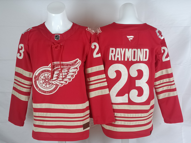 Men's Detroit Red Wings Lucas Raymond #23 Stitched Jersey size 52