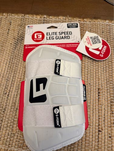 G-Form Elite Speed Batter’s Leg Guard. White Senior (New)
