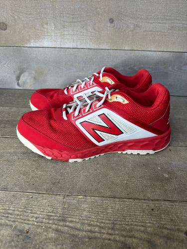 New Balance Mens Size 13 Low Turf Baseball Shoes Red/White T3000TR4