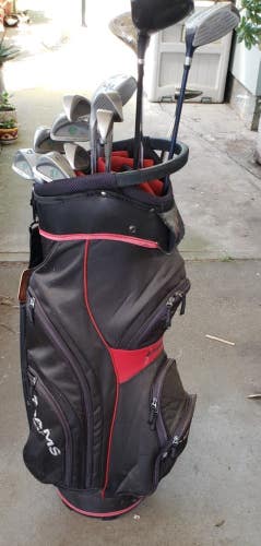 FULL SET MEN'S 14 PIECE GOLF SET 4 MIXED WOODS 9 IRONS PUTTER 13 WAY CART BAG