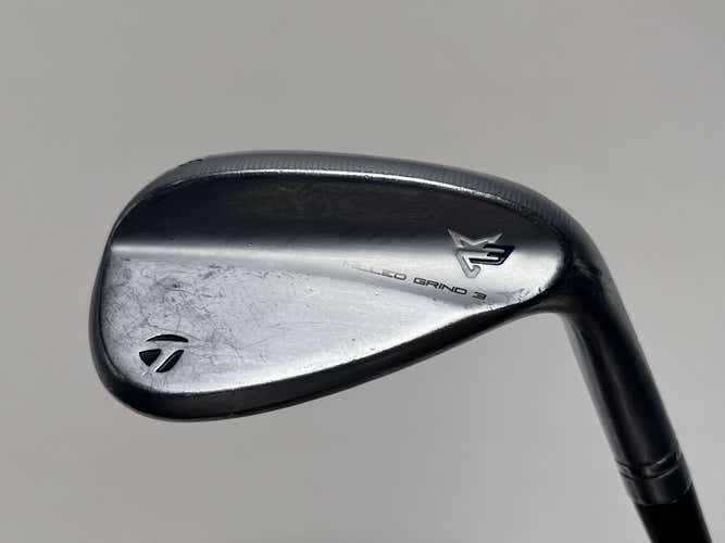 TaylorMade Milled Grind 3 Raw Chrome Wedge 56* 12 Bounce SB S200 Steel Mens RH
