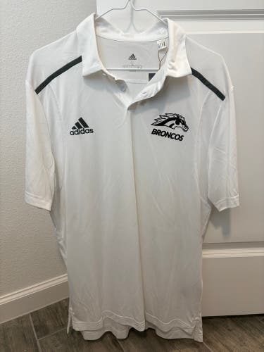 NWT White Adidas WMU Broncos Polo