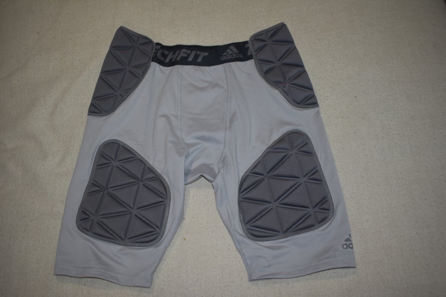 NEW - Adidas TechFit Climalite 5 Pad Protective Compression Girdle/Shorts, Gray, Youth XL
