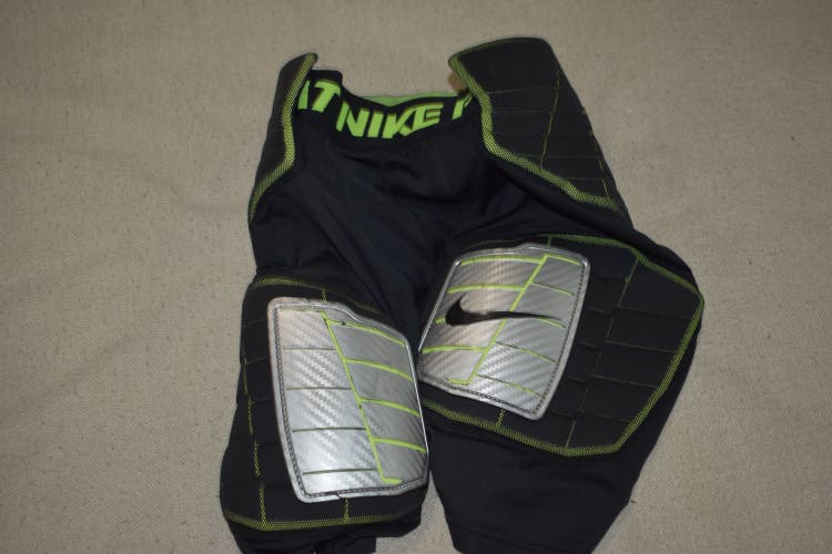 Nike Pro Combat Hyperstrong 5 Pad Compression Football Girdle, Black/Silver, Adult Medium