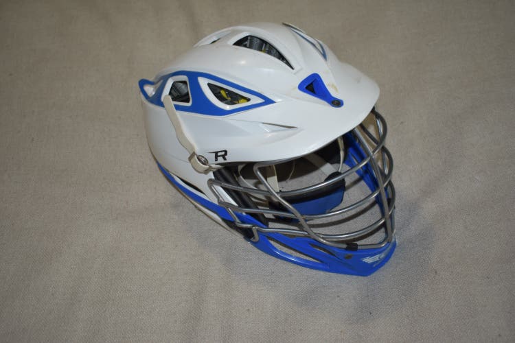 Cascade R Lacrosse Players Helmet w/Adjustable SPR Fit, White/Blue - Great Condition!