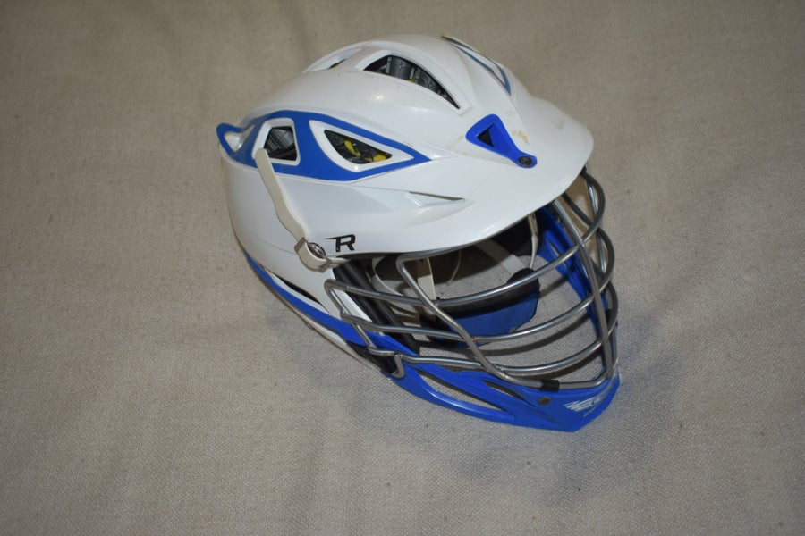 Cascade R Lacrosse Players Helmet w/Adjustable SPR Fit, White/Blue - Great Condition!