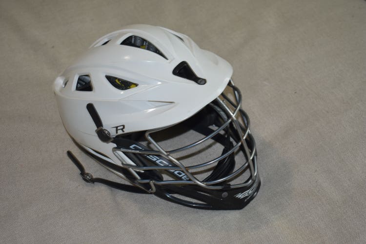 Cascade R Lacrosse Players Helmet w/Adjustable SPR Fit, White/Black - Great Condition!