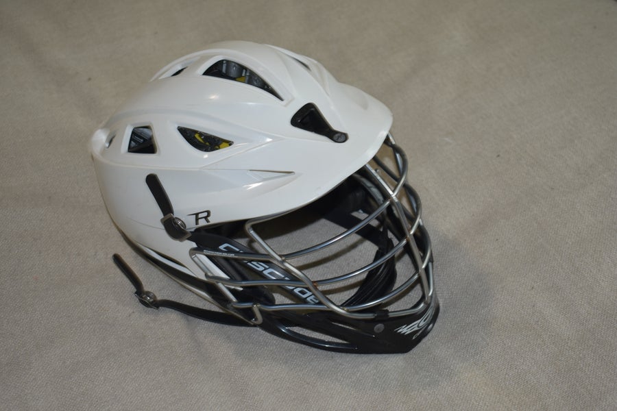 Cascade R Lacrosse Players Helmet w/Adjustable SPR Fit, White/Black - Great Condition!
