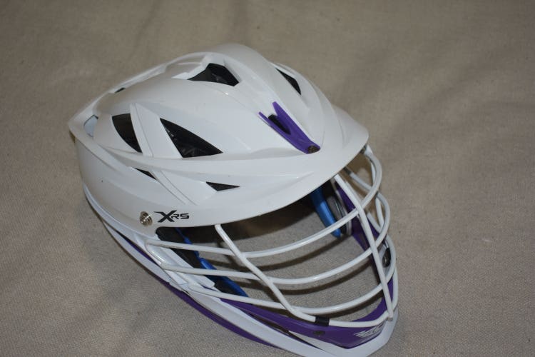 Cascade XRS Lacrosse Players Helmet w/Adjustable SPR Fit, White/Purple - Top Condition!