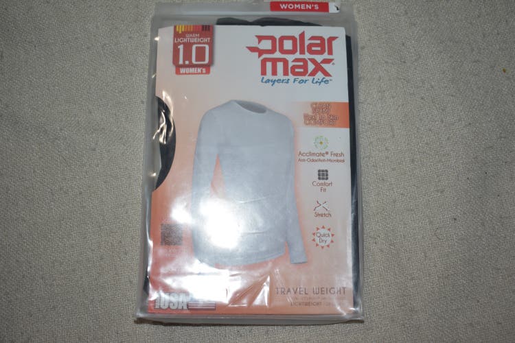 NEW - Polar Max 1.0 Light Weight Cold Weather Base Layer Shirt, Black, Women's Large