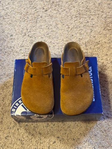 Birkenstock Boston Suede Clogs – Mink, Size 41 (US 8 M / 10 W)