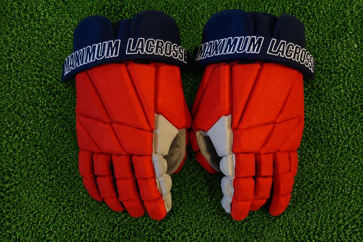 "BNWT" Maximum Lacrosse Red/Blue MX-PG-1000 2018 Edition Player Gloves