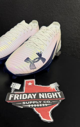 Under Armour Blur Pro Intelliknit Football Cleats White Iridescent (Pearl)/ Navy Men’s 12.5 NEW