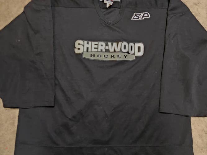 JS AUBIN Black Sherwood Practice Used Worn Goalie Cut Hockey Jersey