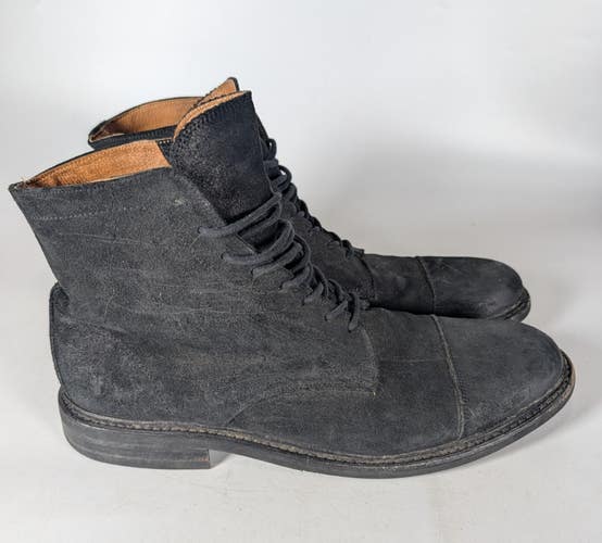 Frye Seth Mens Size: 10 D Toe Cap Boots Black Full Grain Suede Leather Ankle
