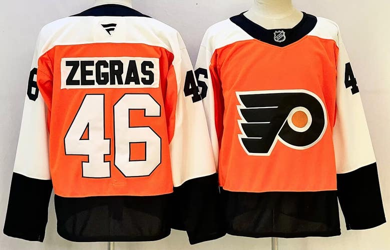 Men's Philadelphia Flyers Trevor Zegras #46 Stitched Jersey Size 50