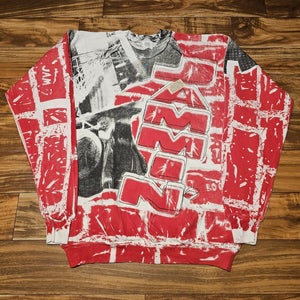 Vintage Basketball NBA Jammin All Over Print 1990s Made In USA Sweatshirt Sz XL