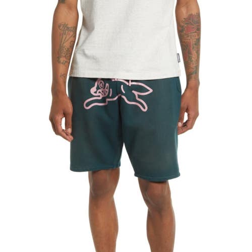 Icecream Gerald Shorts Men's XL Deep Teal Graphic Cotton Elastic Waist FROG511