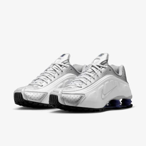 Nike Shox R4 HQ1988-102 Sneaker Men's US 8.5 White Metallic Running Shoes MEW857